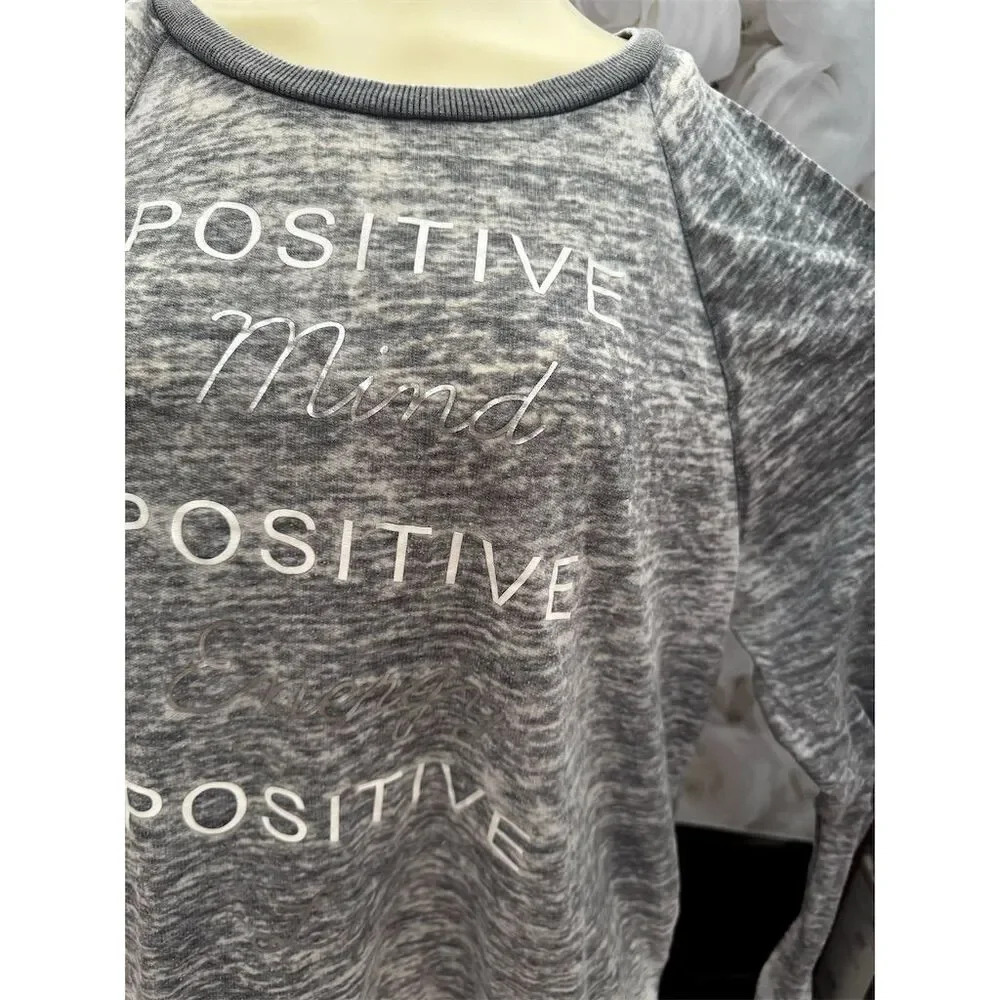 Miken Flow burnout XL Gray Burnout Sweatshirt  Print Crew Neck  Positive Theme - Picture 9 of 12